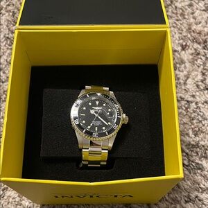 Invicta Black Dial Silver Band Men's Watch